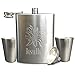 Hip Flask For Liquor or Whiskey With Shot Glasses and Funnel Set | 7oz Leak Proof Flask for Men with 2 Stainless Steel Shot Glasses and Free Funnel & Gift Box | Perfect Present for Men or Women