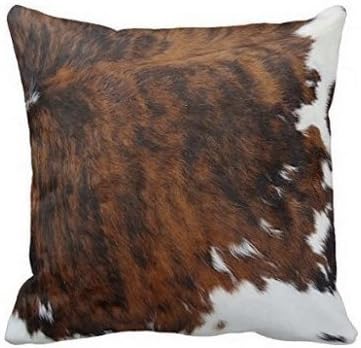 SJbaby Tri Color Brown Cowhide Print Throw Pillow Cover 18" x 18"