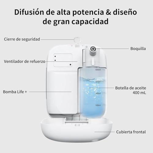 vantisan Difusores Aromaticos para Hogar Bluetooth,Difusor de Aroma Inteligente, 400ml Difusor de Aromas de Atomización Profesional, Control de App, Ajuste Multimodo, para Hotel,Oficina,SPA