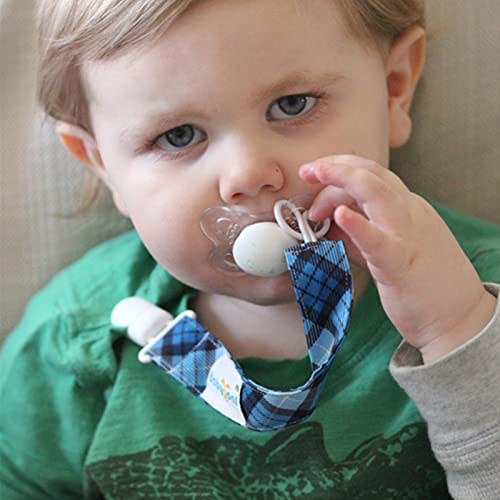 Babygoal Plaid Pacifier Clips, 6 Pack Binky Paci Holder and Leash for