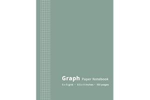 Graph Paper Notebook - 5x5 Grid - 8.5 x 11 - 100 Pages: Quadrille Composition Book for Math, Science & Engineering Students, 