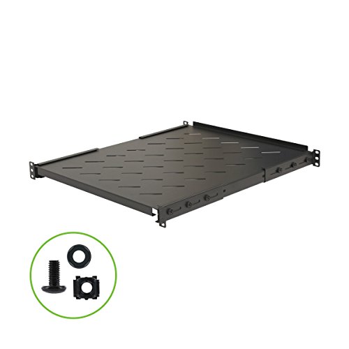 Navepoint Fixed Rack Vented Server Shelf 1U 19" 4 post Rack Mount Adjustable from 22 - 33"