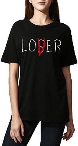RBwinner Women's Lover Loser Round Neck IT Horror Movie Gift T-Shirt Black Medium