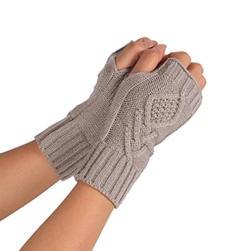 AIMTOPPY Fashion Knitted Arm Fingerless Winter Gloves Soft Warm Mittens (Gray)
