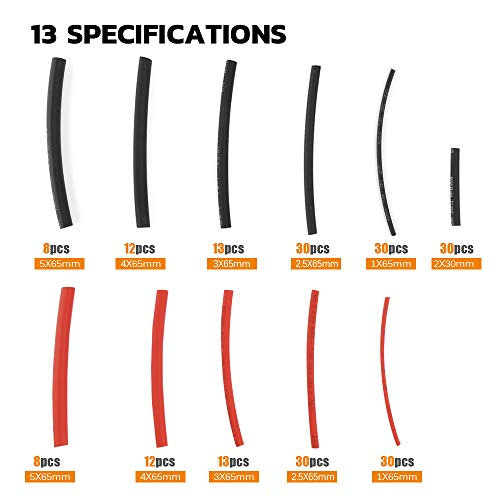 Heat Shrink Tubing 2:1 URBEST 216pcs Heat Shrink Tube Assortment Kit with Soldering Iron Welding Soldering Iron Kit Contain Solder Tips and Solder Wire (216pcs+Set of Soldering Iron) - Thumbnail 2