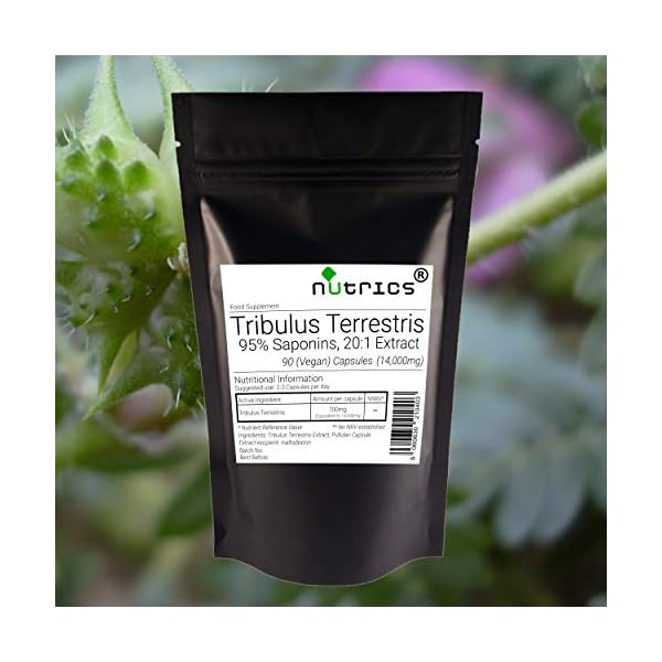 Nutrics-14000mg-Tribulus-Terrestris-Extract-95-Saponins-180-Capsules-2-Month-Supply-Made-in-The-UK-by-Nutrics-Laboratories-Suitable-for-Vegan-Vegetarian-Halal-Kosher Nutrics® 14,000mg Tribulus Terrestris Extract 95% Saponins | 180 Capsules (2 Month Supply) | Made in The UK by Nutrics Laboratories | Suitable for Vegan Vegetarian Halal Kosher