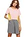SheIn Women's Cute Short Sleeve Pockets Color Block Casual Swing Tunic Dress Large Mulitcolor