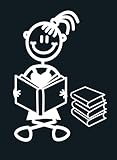 My Family Car Stick Figure Sticker Decal Girl Reading a Book- G4