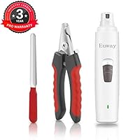 Euway Dog Nail Grinder Cat Claw Clippers Pet Paw Trimmer Electric Gentle Rabbit Bird Toe Grooming Tool for Large, Medium and Small Pets