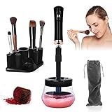BEAUTY ONLINE Makeup Brush Cleaner Dryer Electric Automatic Cosmetic Brush Cleaning Device Tools Kit Machine Spinner 360º Rotation with 8 Rubber Fit All Size Brushes