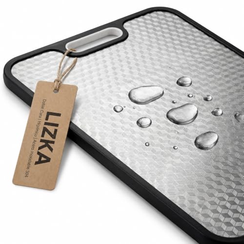 Tabla de Cortar Acero Inoxidable Doble Cara Sin BPA Higiénica y Sin Olores Evita Contaminacíon Cruzada Apta Lavavajillas (38x26cm)