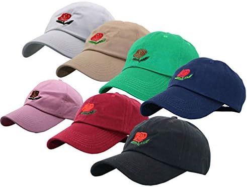 FGSS Unisex Rose Embroidered Adjustable Strapback Dad Hat Baseball Cap Mutiple Colors