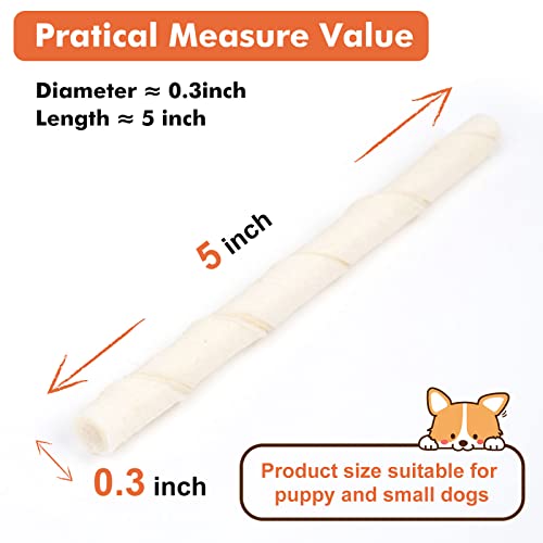 MON2SUN Dog Rawhide Twist Sticks Natural 5 Inch Thin Sticks Rawhide