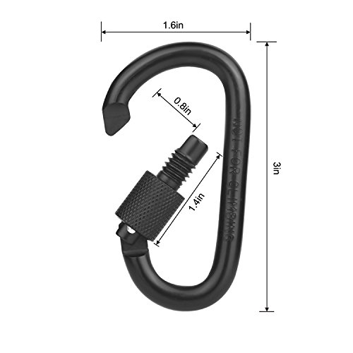 Vonpri 4 Pack Aluminum Locking Carabiner Clip D Ring Spring Snap Key Chain Hook 3"