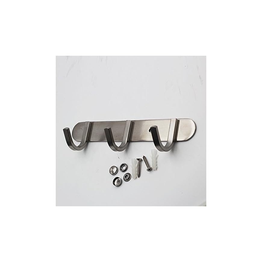 Coat Hook Rack with 3 Square Hooks Premium Modern Wall Mounted Ultra durable with solid