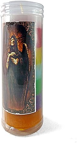 Tarot Carmen velón Esoteric Santa Muerte 7 poderes- Size 14 x 5.5 cm- Emergency Candle for Money and with Special Purpose