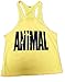 Efashionmx Mens Animal Letter Print Stringer Bodybuilding Gym Tank Tops (Medium, Yellow)