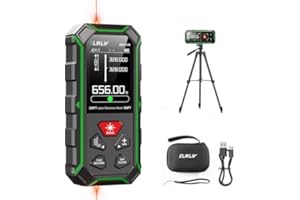 Elikliv Dual Laser Measuring Tool with Tripod, 656FT/200M Bilateral Laser Distance Meter, 1/13 inch Accuracy Rechargeable Laser Measure Featured Anti-Vibration Design for Construction Site, Factories