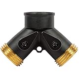 Gilmour 871204-1001 Heavy Duty Dual Two Way Shut-Off Valve, Black/Gold