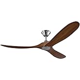 Monte Carlo 3MAVR60BSKOA Maverick Energy Star Outdoor Ceiling Fan with Remote Control, 3 Balsa Wood, 60-Inch, Brushed Steel-K