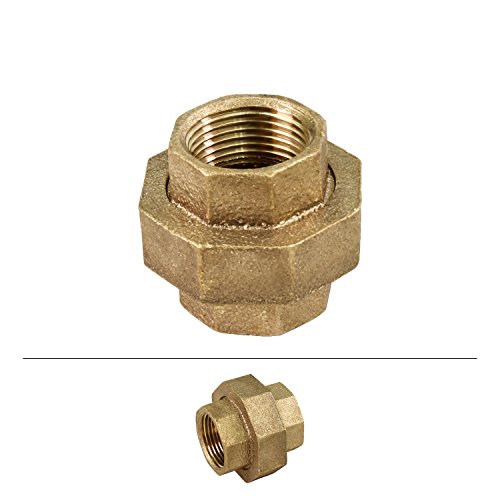 Everflow BRUN0012-NL 1/2 Inch Lead Free Brass Union For 125 Lb Applications, With Female Threaded Connects Two Pipes, Brass Construction, Higher Corrosion Resistance Economical & Easy to Install
