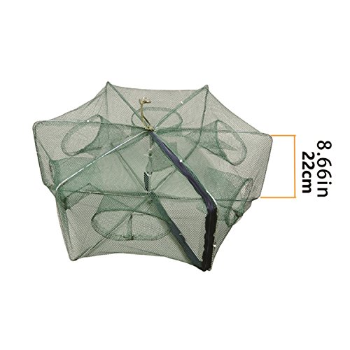 EASY BIG Portable Fishing Nets Foldable Hand Casting Bait Traps Cage for Fish Shrimp Minnow Crayfish Crab Baits Cast Mesh Trap, Easy Use Fishing Cage Crab Fish Minnow Crawdad Shrimp