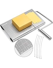 Cheese Slicer,Stainless Steel Cheese Slicer with Accurate Size Scale,Wire Cheese Slicer for Cheese Butter,Equipped with 5 Replaceable Cheese Slicer Wires