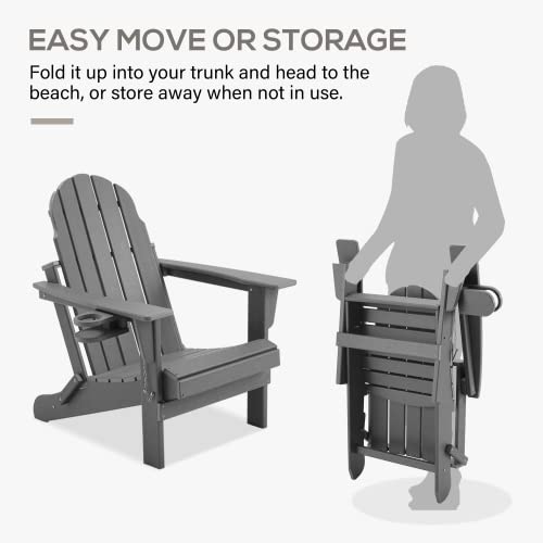 RICHRYCE Folding Adirondack Chair Outdoor, HDPE Poly Lumber Weather