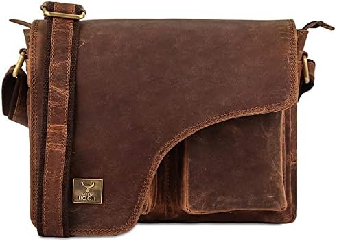 WILD HOOK Genuine Leather Messenger Bag, Sling Bag Crossbody