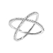 Lavencious Single X Cross Rings Criss Trendy Fashion Statement Clear CZ Cocktails Jewelry for Women