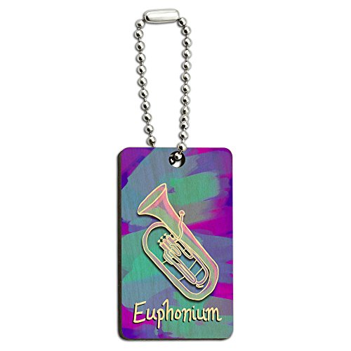 Euphonium - Musical Instrument Music Brass Band Wood Wooden Rectangle Key Chain