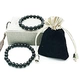Black Tourmaline Crystal Bracelet for Women and Men Emf Protection Negative Ion Balance Energy Bracelet Set