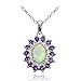 GemStar USA Sterling Silver Ethiopian Opal, African Amethyst & White Topaz Oval Flower Necklace