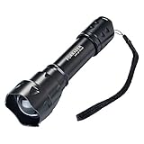 Forrader S20 CREE XM L2 U3 Adjustable Focus Zoomable Portable LED Flashlight 5 Mode White Light, Black (Flashlight Only)