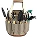 9 Piece Garden Tote and Tools Set, Garden Bucket Tool Kit Organizer with 18 Deep Pockets, Gardening Hand Tools and Supply Essentials Kit Includes Storage Bag, Weeder, Rake, Shovel, Trowel and Morethumb 1