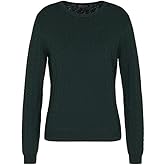 Armani Exchange Womens Allover Monogram Logo Long Sleeve Knit Top