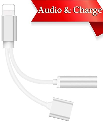 Lightning to 3.5mm Jack Adapter Headphones for iPhone 7/7Plus iPhone 8/8Plus iPhone X/10 Lightning Adaptor Earbuds Music and Charge Connector Aux Earphones Audio Connection Converter Support iOS11.4
