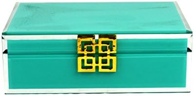 Galt International Decorative Jewelry Box with Gold Metal Decoration, Seafoam Green