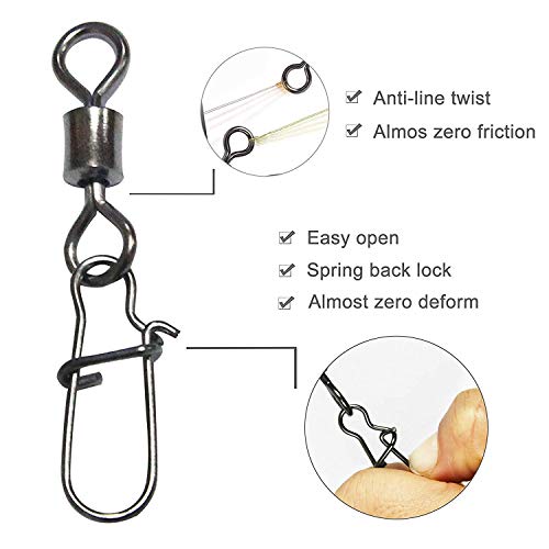 OROOTL 250 STK Angel Wirbel Set Angelwirbel Rollen Wirbel Angeln mit Safety Snap Angelköder Verbinder Angelzubehör Set Angelgeräte – Bild 5