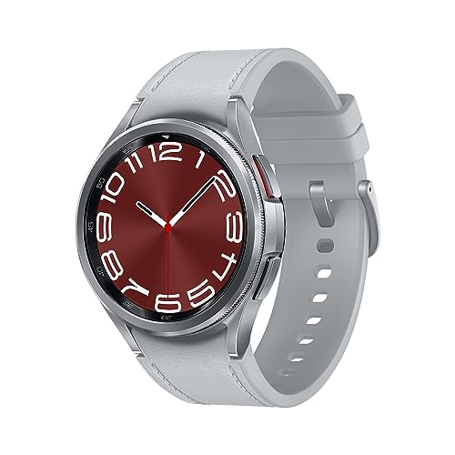 Samsung Galaxy Watch6 Classic Smartwatch, Gesundheitsfunktionen, Fitness Tracker, Schnell ladender Akku, Bluetooth, 43 mm, Silber, Inkl. 36 Monate Herstellergar