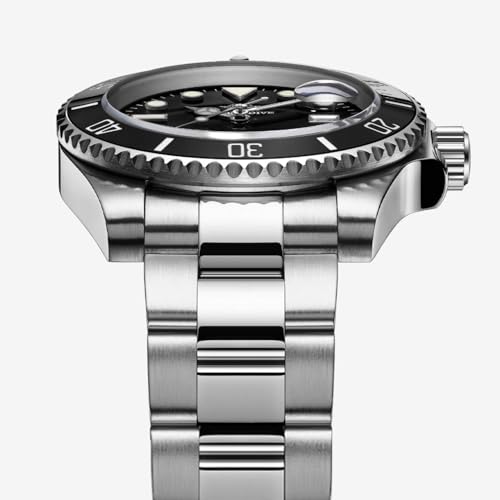 ADDIESDIVE Quartz Dive Watch for Men Diver 200M Steel Strap Luminous Multicolors Dial Black Blue Green Grey Red