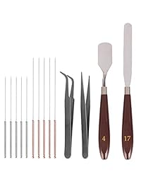 SourceTon Juego de 14 boquillas de limpieza y eliminación de impresora 3D, 2 cuchillos de paleta SourceTon, 10 agujas (0.197 x 0.016 in, 0.197 x 0.012 in) y 2 pinzas.