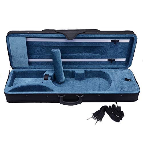 Violin Case 4/4 Full Size Acoustic Violin Oblong Case with Carry Strap for Beginner - Black - Thumbnail 4