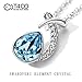 T400 Blue Waterdrop Crystal Pendant Necklace and Stud Earrings Set Birthday Gift for Women