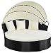 TANGKULA Patio Furniture Outdoor Lawn Backyard Poolside Garden Round with Retractable Canopy Wicker Rattan 74" Diameter Round Daybed, Seating Separates Cushioned Seats (Without Table Round Bed) primary