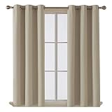 Deconovo Room Darkening Thermal Insulated Blackout Grommet Window Curtain Panel for Living Room, Beige,42x63-Inch,1 Panel