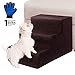 Pet Steps Stairs for Dogs & Cats with Pet Gloves III Pet Stairs for Small Dogs and Cats for Tall Beds Lightweight Pet Ladders Hold Up 50 lbs, Portable, Removable Washable Carpet Tread