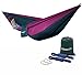 WoneNice Camping Hammock - Portable Lightweight Double Nylon Hammock, Best Parachute Hammock with 2 x Hanging Straps for Backpacking, Camping, Travel, Beach, Yard and Garden (Dark Green/Purple)