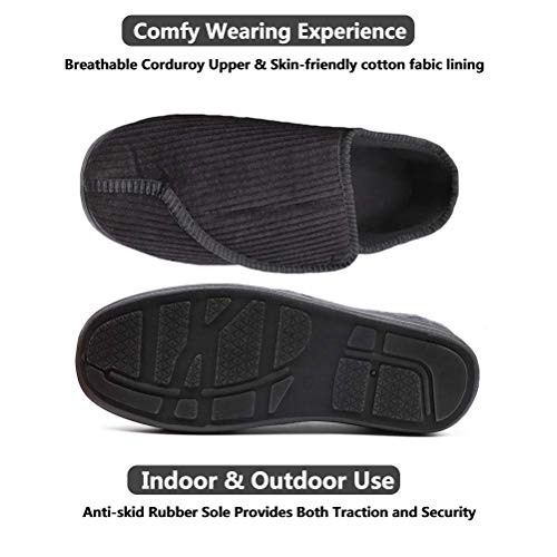 Mens Diabetic Slippers Extra Wide Memory Foam Comfort House Shoes with