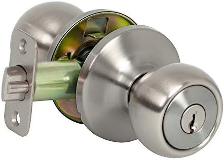 Prograde Round Ball Keyed Entry Door Knob Lock Handle Satin Nickel
